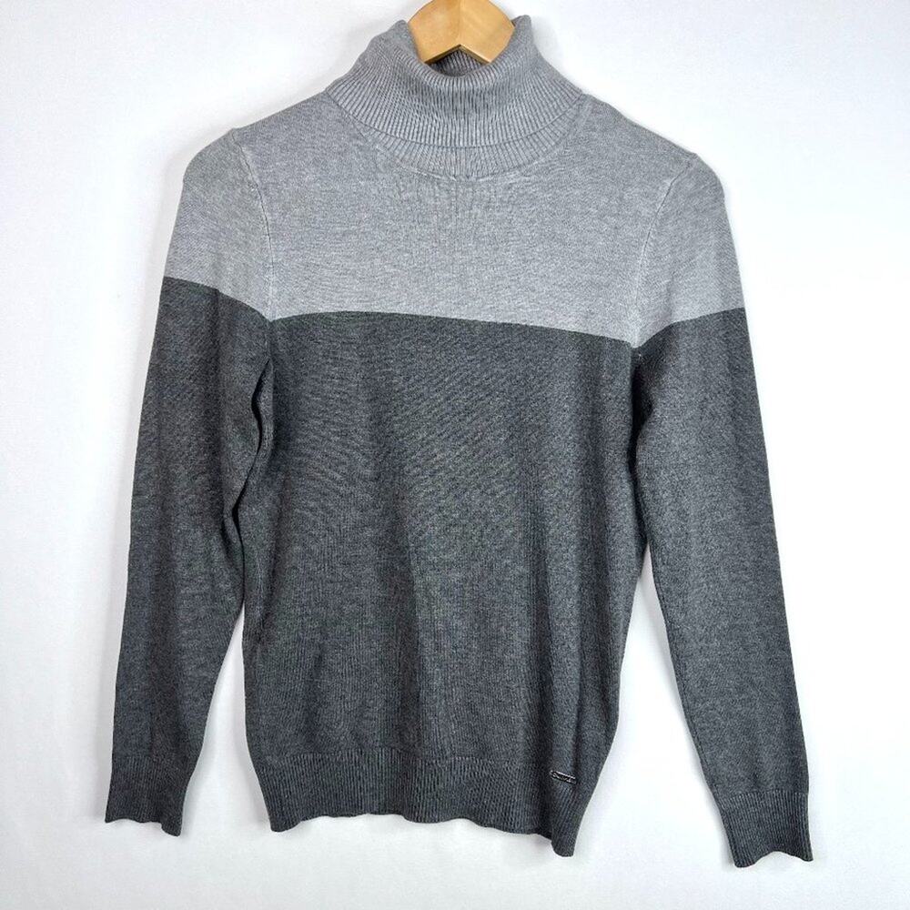 Calvin Klein Grey Two Tone Turtleneck Sweater Small